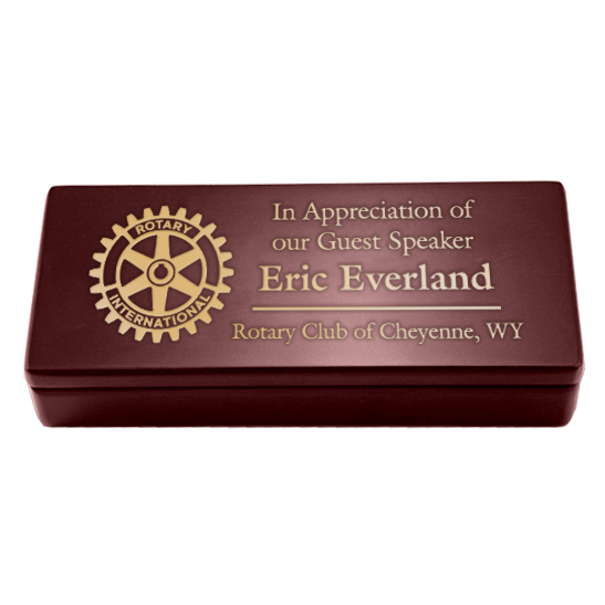 Rotary Black Executive Pen with Customized Rosewood Display Box