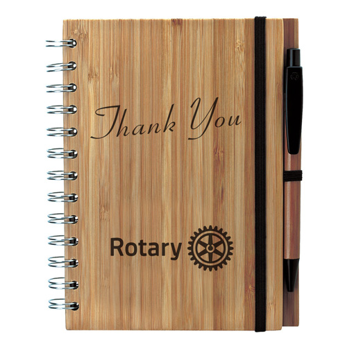 Rotary Customizable Bamboo Notebook & Pen