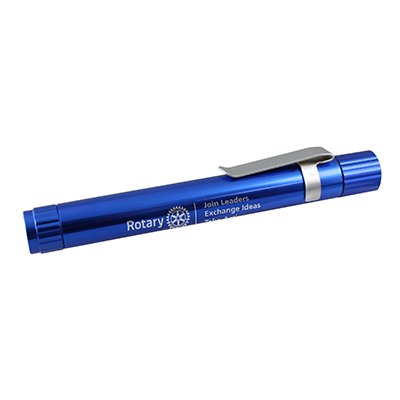 Rotary Gloss Blue Pen Size Flashlight