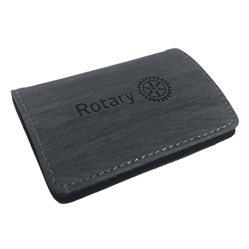 Rotary Gray Woodgrain Hard Business Card Case