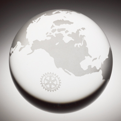 Rotary Etched Globe Paperweight