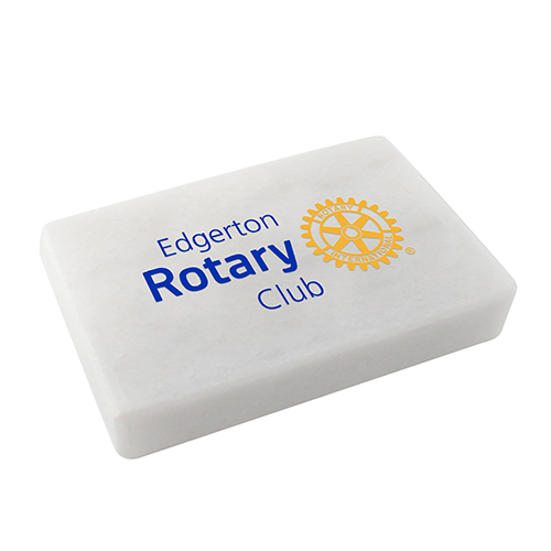 Rotary Custom UV Printed White Marble Paperweight