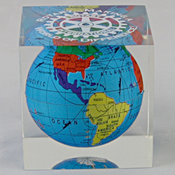 Rotary Acrylic Cube Paperweight with Globe