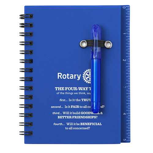 Rotary 4-Way Test Blue Memo Pad with Pen Set