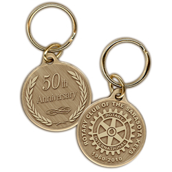 Rotary Custom Antique Finish Bronze Coin Keyrings