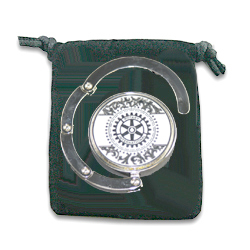 Rotary Silver Foldable Purse Hanger with Cloisonne Design