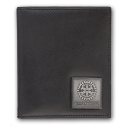 Rotary Black Genuine Leather Business Card Caddy