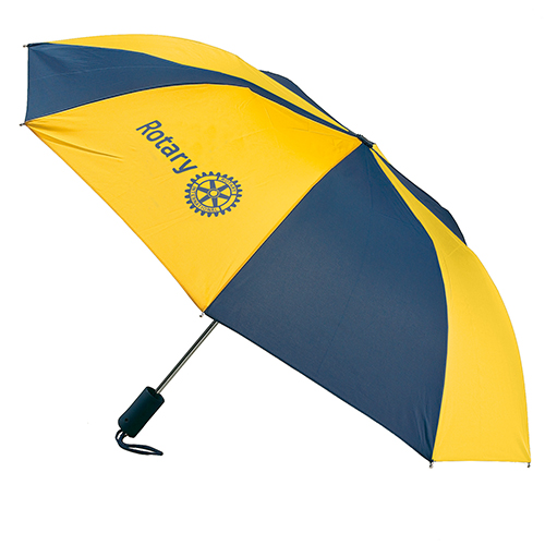 Rotary Compact Folding Umbrella in Navy and Gold
