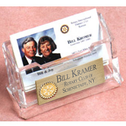 Rotary Customized Faceted Acrylic Business Card Holder