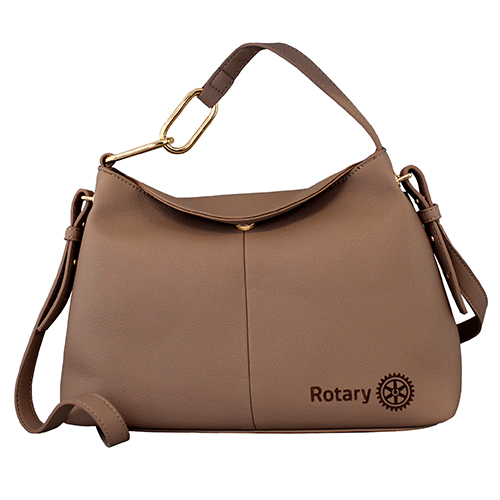Rotary Blush Faux Leather Hobo Purse with MB Etch