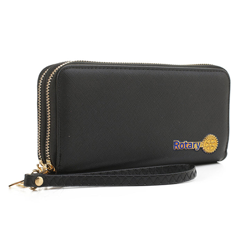 Rotary Wristlet Purse with Gold Accents