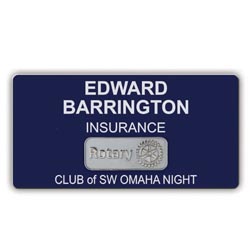 Rotary 4-Line Custom Engraved Plastic Mini Badge