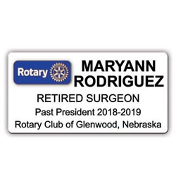 Rotary 5-Line Custom Engraved Plastic Mini Badge