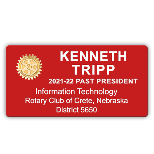 Rotary 6-Line Custom Engraved Plastic Mini Badge