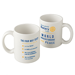 Rotary Customized White Ceramic Mugs with  Four-Way Test
