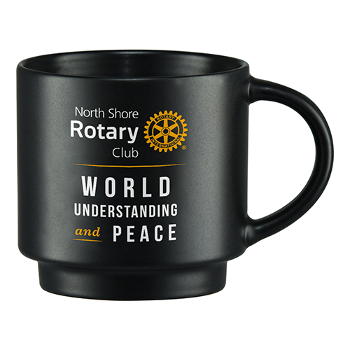 Rotary Matte Finish Black 14 oz. Ceramic Mugs with  Four-Way Test
