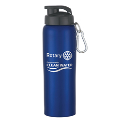Rotary Blue Stainless Steel Water Bottle with Sip-through Lid