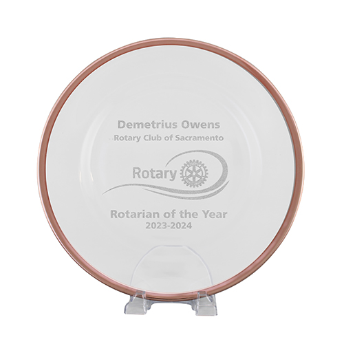 Rotary Glass Charger Rose Gold Rim  Plate  13