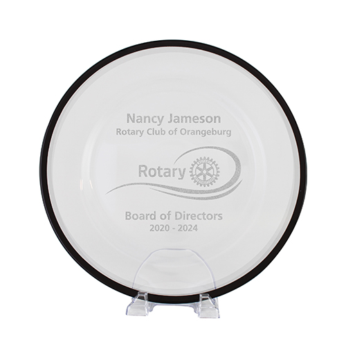 Rotary Custom Black Rimmed Glass Plate, 13