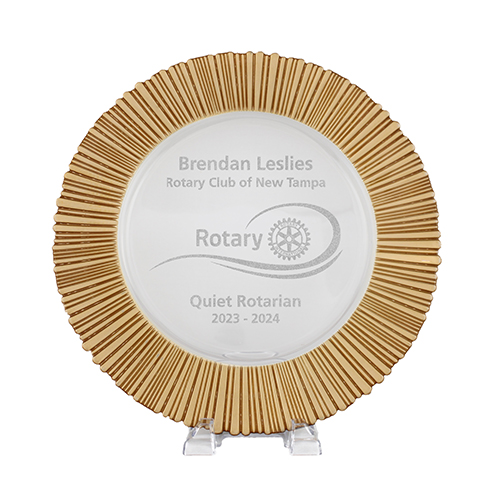 Rotary Custom Gold Rimmed Glass Plate, 13