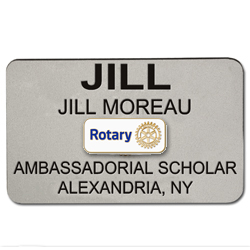 Rotary 4-Line Custom Engraved Plastic Mini Badge