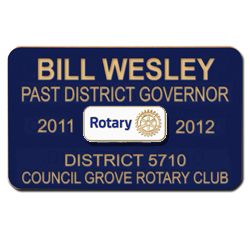 Rotary 5-Line Custom Engraved Plastic Mini Badge