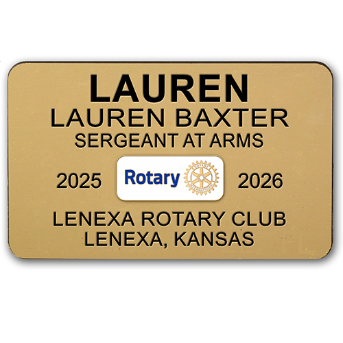 Rotary 6-Line Custom Engraved Plastic Mini Badge