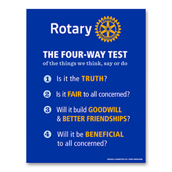 Rotary four-way test card - Rotary Club Supplies - Russell Hampton Company