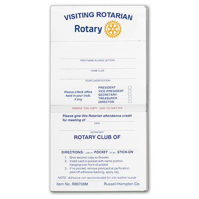 Rotary Visiting Rotarian Report Cards - Pack of 125