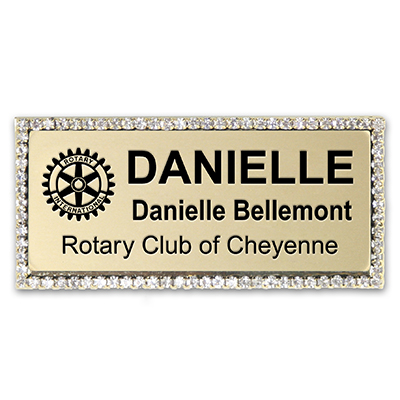 Rotary Rhinestone Framed Name Badge --