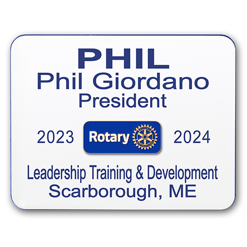 Rotary 6-Line Custom Engraved Plastic Name Badge