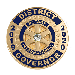 Rotary Magnetic 2019-2020 District Governor Lapel Emblem w/Center Stone