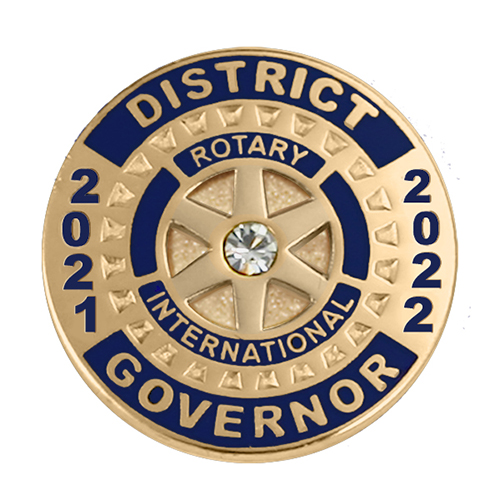 Rotary 2021-2022 District Governor Lapel Pin w/Center Stone
