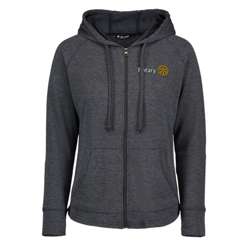 Rotary Ladies Heathered Navy Jacket  Full Zip