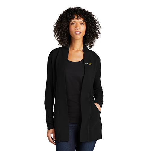 Rotary Ladies' Black Microterry Cardigan,