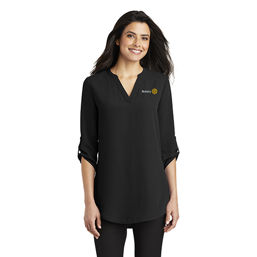 Rotary Ladies 3/4-Sleeve Black Tunic Blouse