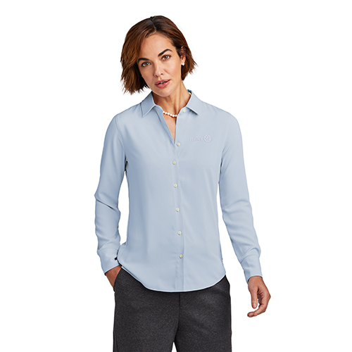 Rotary Brooks Brothers Ladies' Light Blue Full-Button Satin Blouse