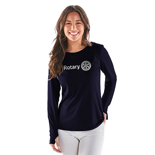 Rotary Ladies Long Sleeve Navy Base Tee