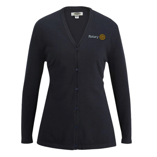 Rotary Ladies' Navy Button Up Cardigan