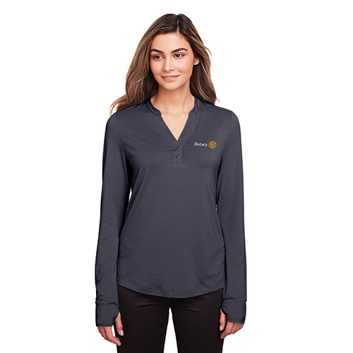Rotary Ladies Long Sleeve Snap-Up Stretch Performance Polo