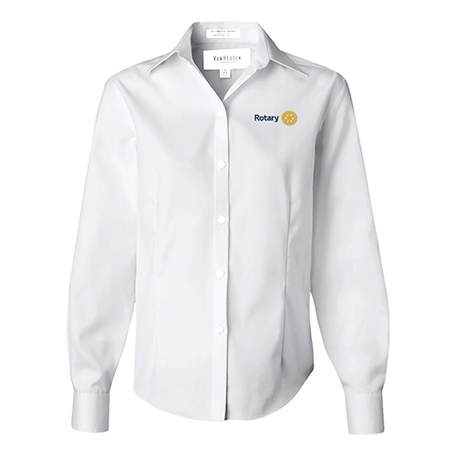 Ladies' White Van Huesen No-Iron Pinpoint Oxford Dress Shirt