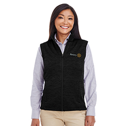 Rotary Ladie's Black Heather Bonded Fleece Vest