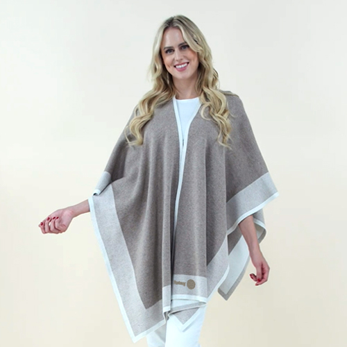 Rotary Beige Two Tone Border Tight Knit Kimono
