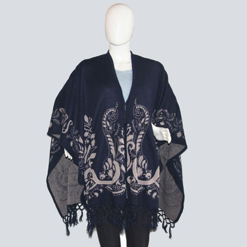 Rotary Navy Pashmina with Pattern