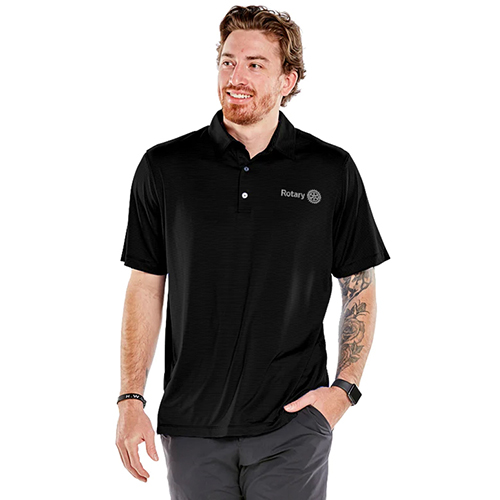 Rotary Men's Optimist Black Microstriped Polo