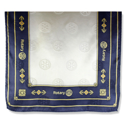 Rotary White/Navy/Gold Multi-Emblem Silk Scarf with Masterbrand Signature Logo