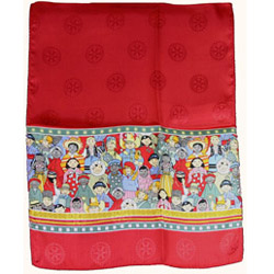 Dark Red International Kids Silk Scarf