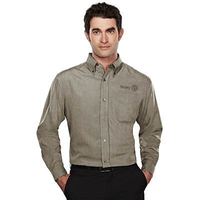 Rotary Men's Long Sleeve Taupe Mini-Houndstooth Shirt