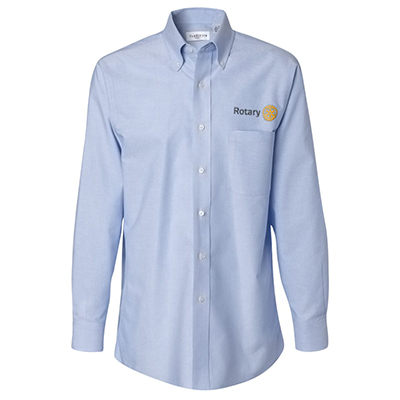 Rotary Men's Long Sleeve Light Blue Performance Blend Oxford by Van Huesen