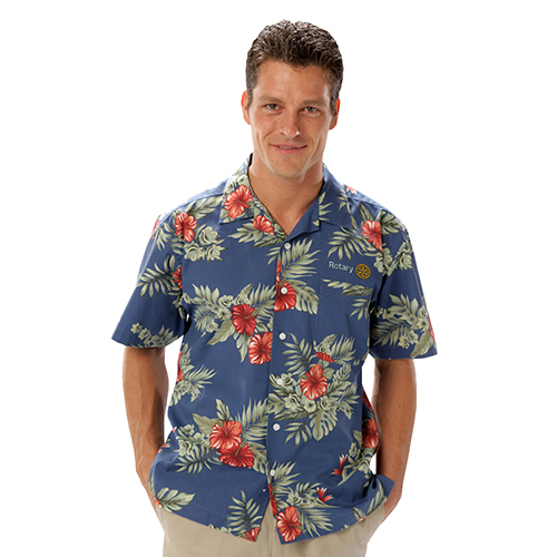 Rotary Unisex Blue Floral Printed Hawaiian Shirt - Rotary Club Supplies ...